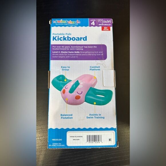 SwimSchool - Inflatable Pink Fish Pool Float, Kids Swimming Kickboard, Ages 5+ - Picture 7 of 7